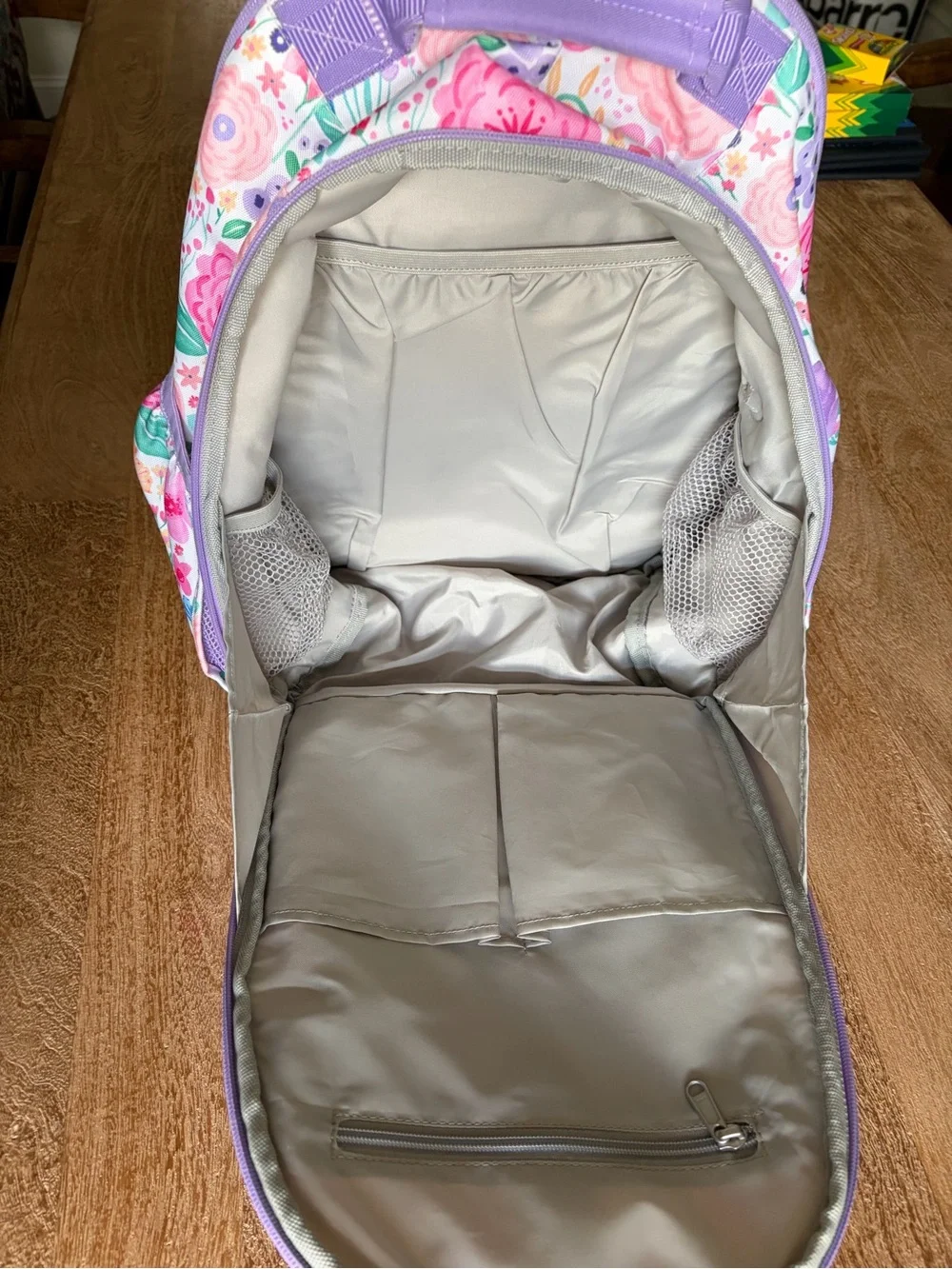 NWOT Pottery Barn Kids Lavender Floral Blooms Mackenzie Backpack Size Large